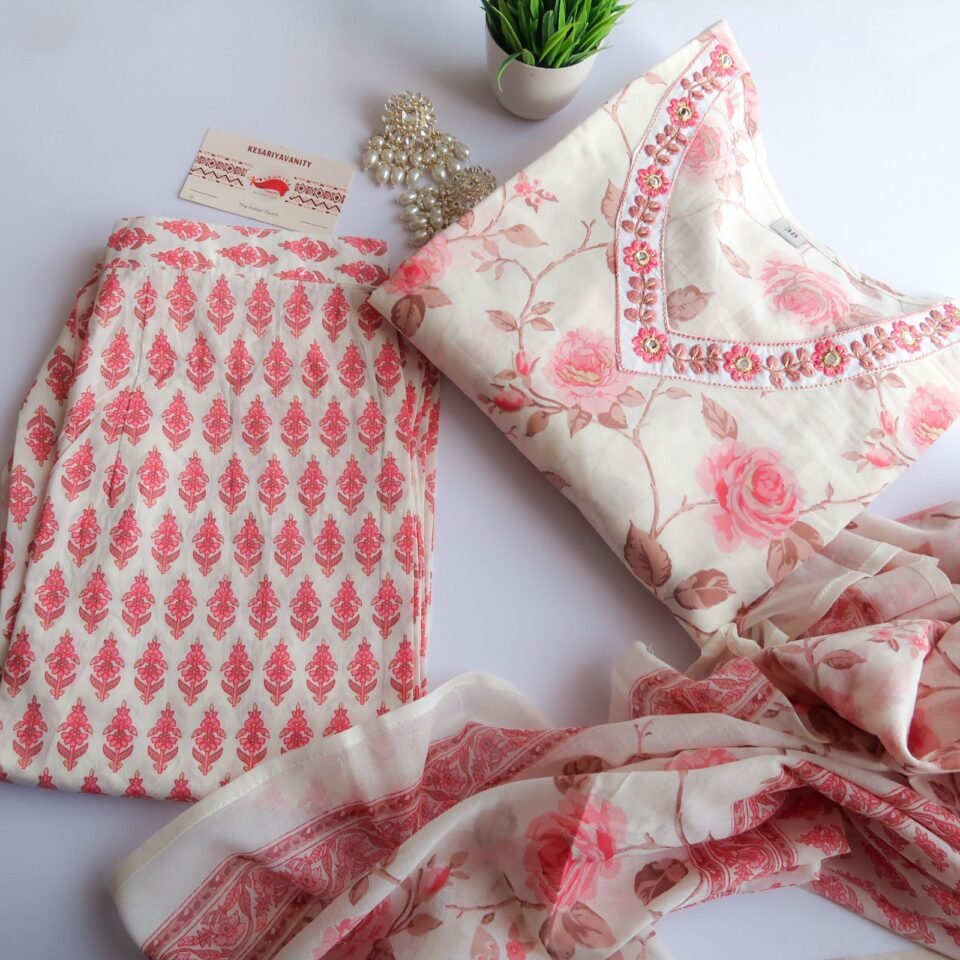 Luxurious Rose Gold Cotton Suit (3 piece)