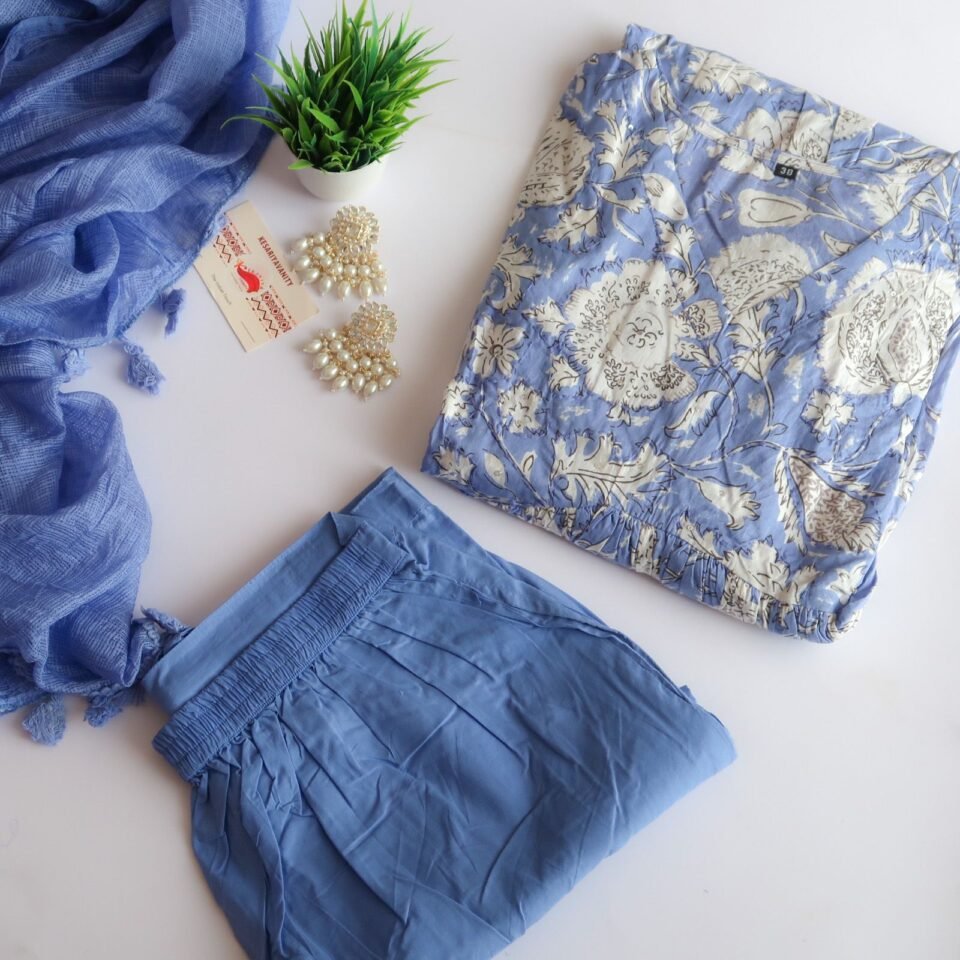 Powder Blue Inaayat Floral Suit Set