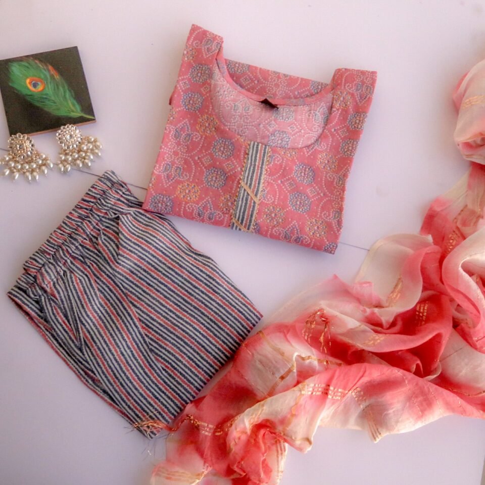 Pink Bandhej Suit Set - Daily Casual Wear