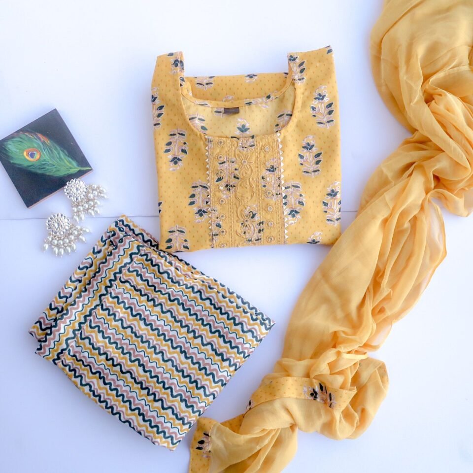 Cream Yellow Suit Set - Daily Casual Wear