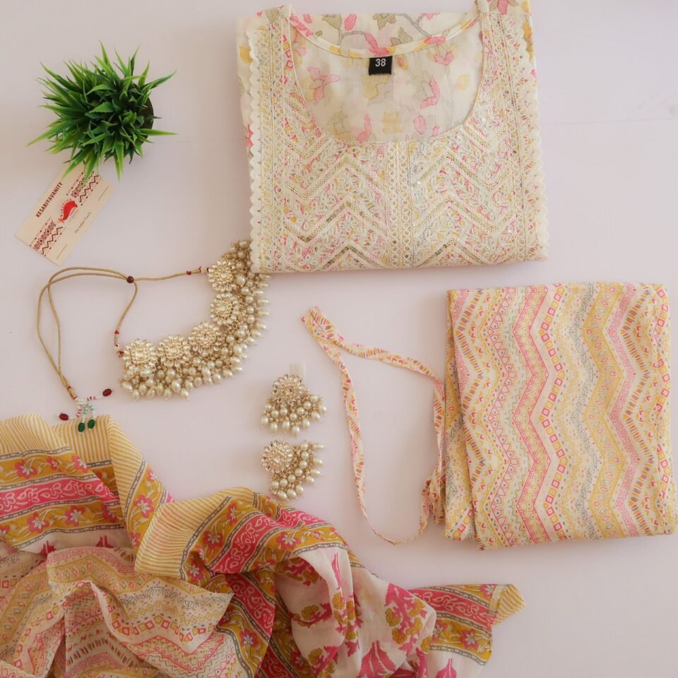 Floral Drama Yellow Sequin Suit Set