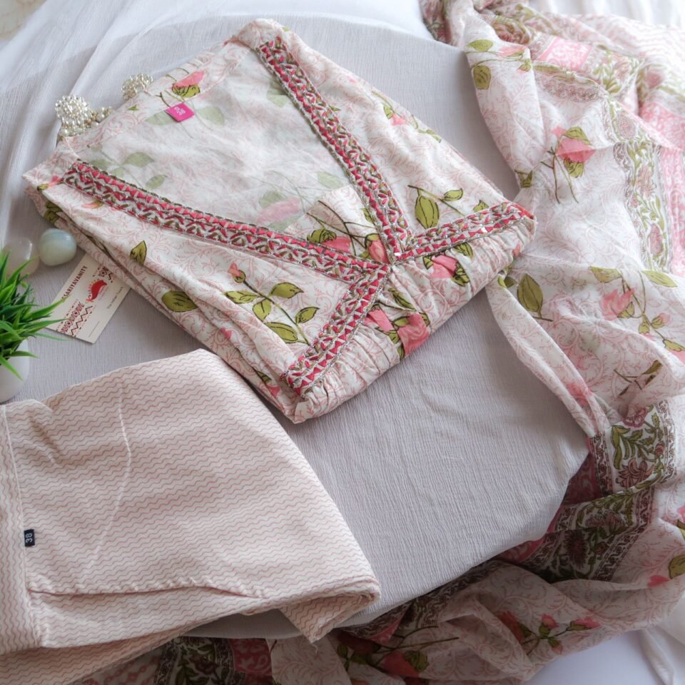 Soothing Flamingo Rose Premium Cotton Suit Set