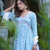 Soothing Floral Premium Cotton Suit Set – Sea Blue